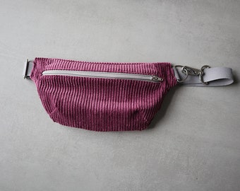 Sac banane, sac banane, sac banane velours côtelé mauve