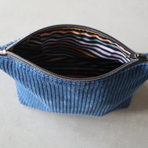 Kosmetiktasche Cord, Kosmetikbeutel Schminktasche Cordtasche Jeansblau