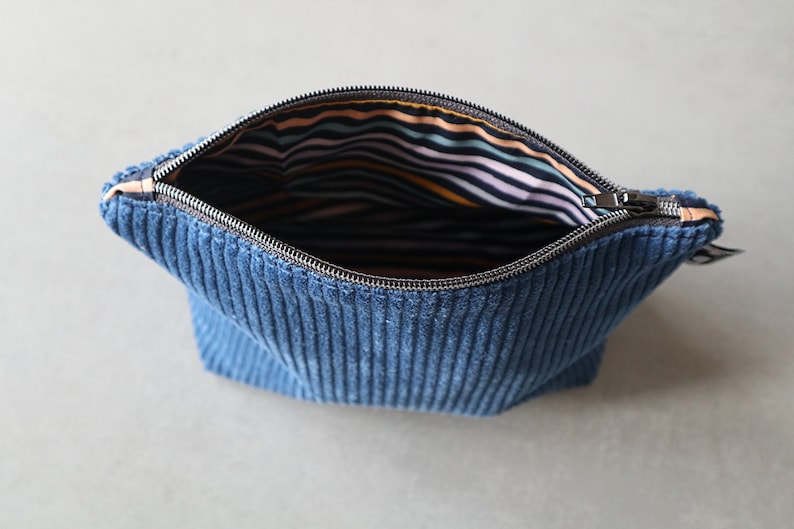 Kosmetiktasche Cord, Kosmetikbeutel Schminktasche Cordtasche Jeansblau