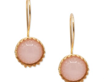 Earrings | Royal | Rose quartz | ø 10 mm | gold-plated sterling silver | Bridal jewelry | Jewellery | Bride