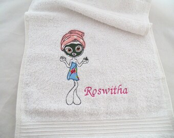 Towel personalized with name and motif