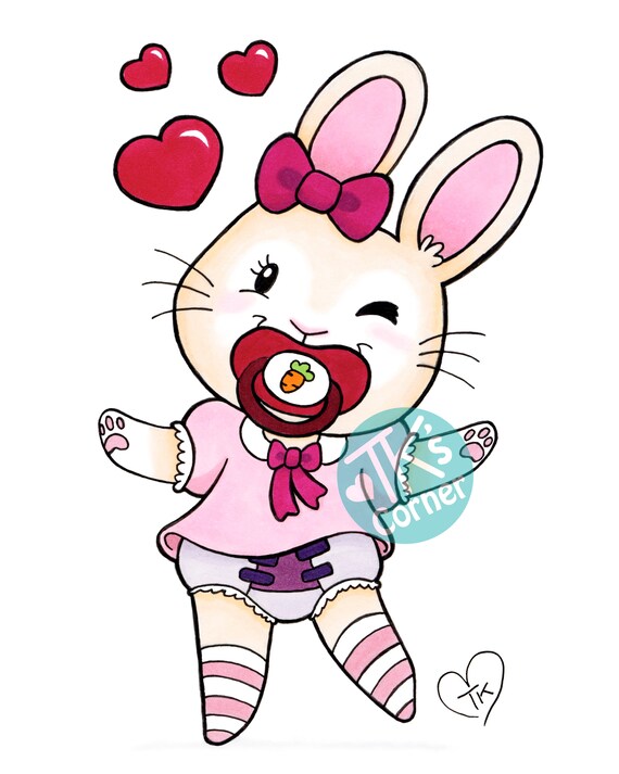 Baby Bunny 8x10 Art Print little bunny illustration ABDL | Etsy