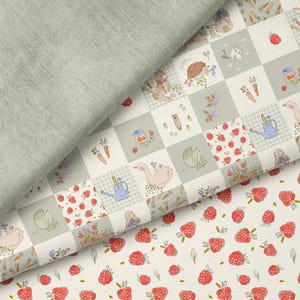 Little Garden Friends Patchwork Stoff  – Aquarell Garten Design | auf verschiedenen Stoffarten