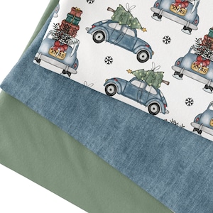 Eigenproduktion Bio Jersey / French Terry Auto Weihnachten