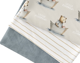 Own production organic Jersey / French Terry Bear Maritime