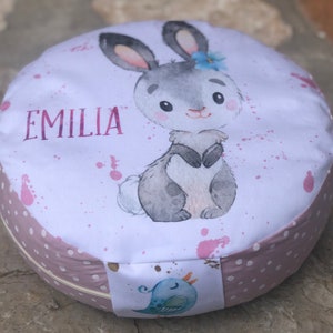 Morning circle / seating circle kindergarten / floor cushion with name / seat cushion for children "Bunny with flower"