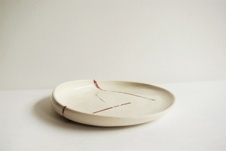 Unique white wheelthrown porcelain plate GROUNDING image 3