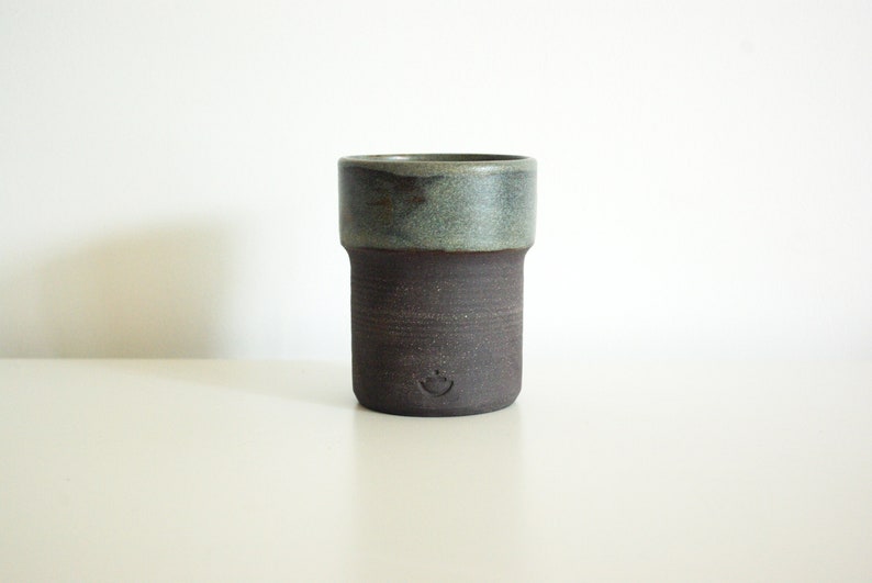 Green-brown medium ceramic cup image 1