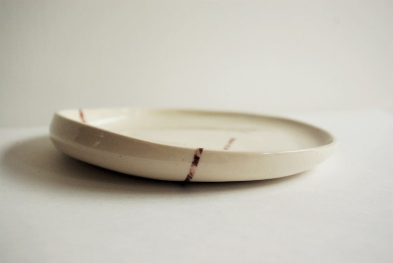 Unique white wheelthrown porcelain plate GROUNDING image 2