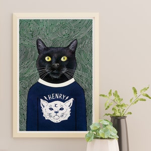 Ritratto di gatto personalizzato in maglione Kit di pittura a diamante ad acquerello Ritratto di animale domestico unico dei cartoni animati Regalo di Natale personalizzato per animali domestici