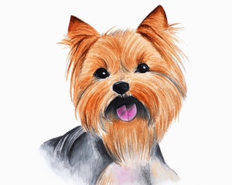 Yorkshire painting Yorkie portrait Dog watercolor Original portrait Custom pet painting Personalized from photo Custom dog Yorkshire art