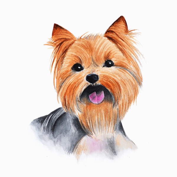 Yorkshire peinture Yorkie portrait Chien aquarelle Portrait original Peinture personnalisée pour animaux de compagnie Personnalisé à partir de la photo Chien personnalisé Yorkshire art