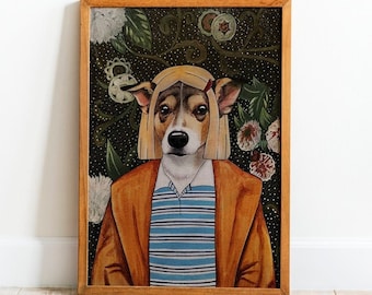 Dog Painting Custom Watercolor Dog Portrait Margot Tenenbaum Character Movie Wes Anderson Original Gift for Dog Parent Personalized gift