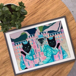 Roligt kattporträtt Katt akvarell Anpassad husdjursmålning anpassad katt Personligt porträtt från foto måla min katt Original porträttkattkonst bild 6