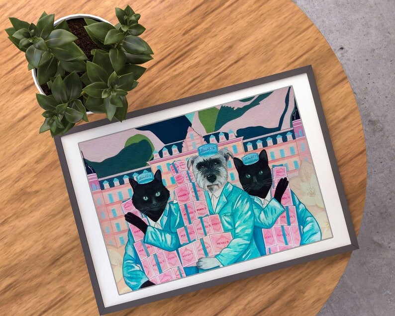 Roligt kattporträtt Katt akvarell Anpassad husdjursmålning anpassad katt Personligt porträtt från foto måla min katt Original porträttkattkonst bild 6