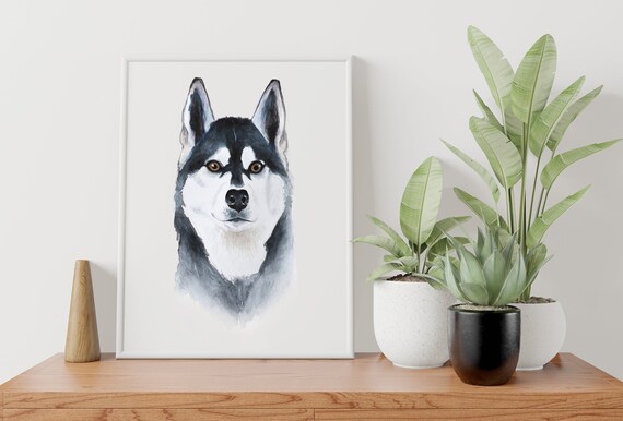 Husky dog portrait Pet watercolor Custom dog painting personalized portrait from photo to painting Original portrait Pet portrait husky art