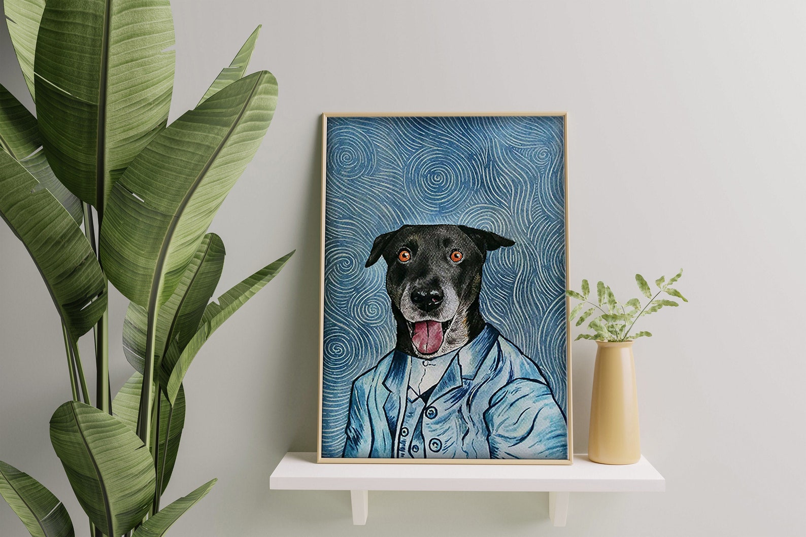 Custom Dog Painting Van Gogh Portrait Watercolor Dog Custom Etsy