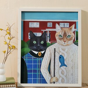Roligt kattporträtt Katt akvarell Anpassad husdjursmålning anpassad katt Personligt porträtt från foto måla min katt Original porträttkattkonst bild 4