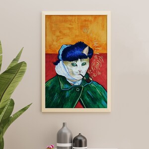 Roligt kattporträtt Katt akvarell Anpassad husdjursmålning anpassad katt Personligt porträtt från foto måla min katt Original porträttkattkonst bild 8