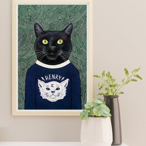 Roligt kattporträtt Katt akvarell Anpassad husdjursmålning anpassad katt Personligt porträtt från foto måla min katt Original porträttkattkonst bild 7