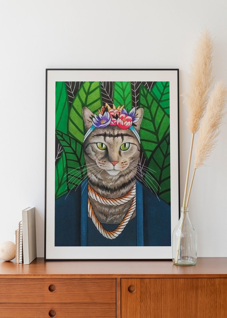 Custom cat portrait Van Gogh Watercolor cat Custom pet painting Original gif idea for cat lover image 7