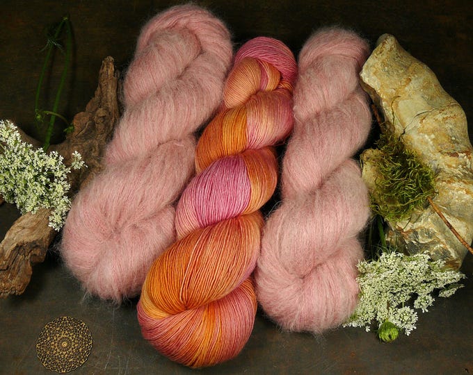 Featured listing image: LACE-GARNSET 100gr Merino Lace & 2x 50gr Suri Seide im Set, Naturfärbung, (EUR 332,50/kg)