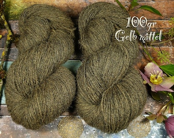 POMMERNWOLLE GELB - verschiedene Gelbtöne, naturbelassene Wolle vom Pommernschaf, 200 oder 400 Meter Lauflänge, (1kg/190 EUR)