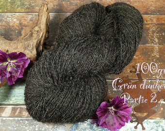 POMMERNWOLLE GRÜN - verschiedene Grüntöne, naturbelassene Wolle vom Pommernschaf, 200 oder 400 Meter Lauflänge, (1kg/190 EUR)