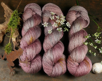 FUMY ROSIG - 120gr Merino Seide Yak Singlesgarn handgefärbt (1kg/220 EUR), natürlich gefärbtes zartes Edelgarn