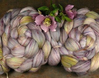 HARLEKIN GOLD - Kammzug Bio Merino Sariseide 145gr, pflanzengefärbte Spinnfasern, (190 EUR/kg)