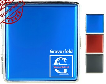 Zigarettenetui für 20 Zigaretten - personalisierbar mit Gravur in Blau,Rot oder Schwarz Etui Monogramm