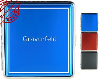 Zigarettenetui für 20 Zigaretten - personalisierbar mit Gravur in Blau,Rot oder Schwarz Etui