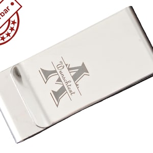 Geldscheinklammer Edelstahl mit 3 Einschüben und Monogramm mit Lasergravur, Geldclip, Geldbörse, Geschenk, Weihnachtsgeschenk
