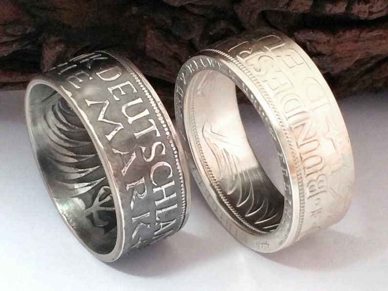 Münzring 1951 bis 1974 BRD 5 Mark mit Datum Heiermann Silberadler DM Ring Silber 625er Coin Ring Münze Münzschmuck Bild 4