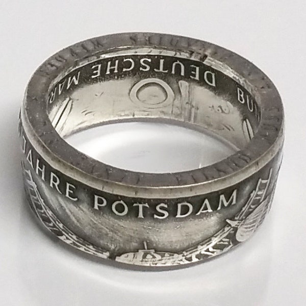 Münzring 10 Mark 1993 1000 Jahre Potsdam Silber 625er Größe 56 bis 72 Coin Ring Münze Münzschmuck