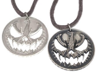 Halloween coin pendant in 625 silver • 5 DM Germany 1951 - 1974 with 925 silver eyelet - without cotton cord
