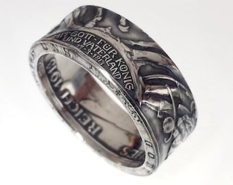 Münzring 3 Mark Kaiserreich 1913 der König rief Silber 900er Größe 60 bis 74 Coin Ring Münze Münzschmuck