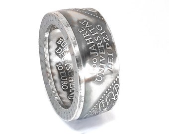 Coin ring 10 euros 2009 600 years University of Leipzig silver 925 size 56 to 74 coin ring coin coin jewelry