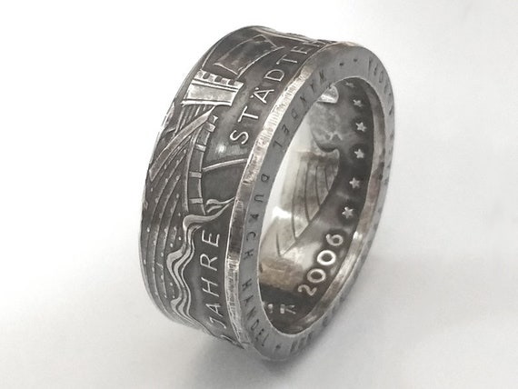 Bague de monnaie 10 euros 2006 650 ans de Stadtehanse argent 925 taille 56 a 74 bague de monnaie bijoux de monnaie Etsy France