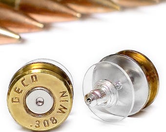 Ear stud cartridge case Win .308 / 7.62 x 51 made of stainless steel, long