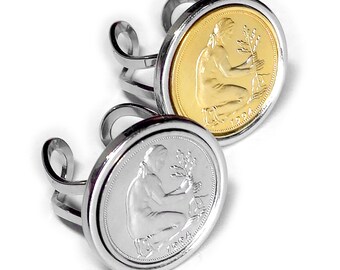 Coin ring Germany CULTURAL WOMAN • 50 Pfennig 1949 - 2001 with date Ring for women Birthday present for her Gift girlfriend birthday