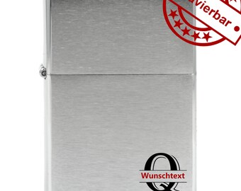 ZIPPO Benzinfeuerzeug Monogramm mit Lasergravur oder Diamantgravur, Sturmfeuerzeug, Feuerzeug, Geburstagsgeschenk, Geschenke, nachfüllbar