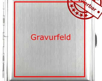 Zigarettenetui für 20 Zigaretten Silber gebürstet aus Metall mit Lasergravur oder Diamantgravur, Geschenk, Zigarettenbox, Raucherzubehör