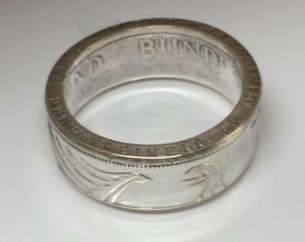 Münzring 5 Mark Silber Heiermann Silberadler DM Ring Silber 625er Größe 52 bis 72 poliert Coin Ring Münze Münzschmuck