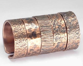 Hand-forged copper ring with "TEXTURE" made of 99.5% fine copper in antique finish + jewelry bag, copper ring, copper jewelry