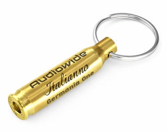 Engraved keychain, original .308 Win brass cartridge case, customizable with your desired text, gift for women and men
