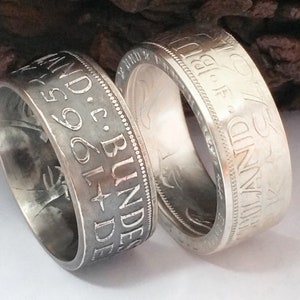 Münzring 1951 bis 1974 BRD 5 Mark mit Datum Heiermann Silberadler DM Ring Silber 625er Coin Ring Münze Münzschmuck Bild 3