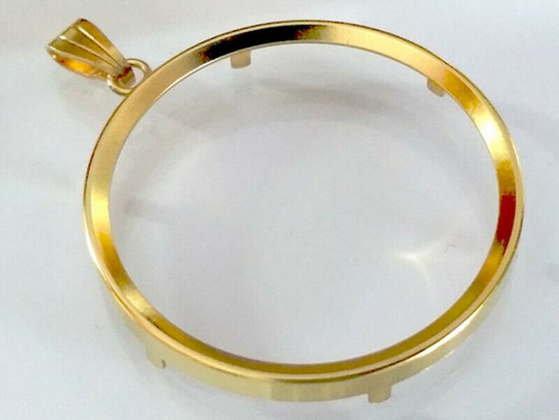 Coin holders silver 925 24 carat gold plated inner diameter 13.2 to 41.25 mm / Coin Bezel, Coin Holder, image 2