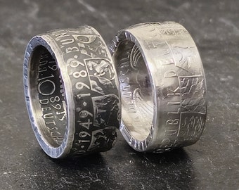 Münzring 10 Mark 1989 40 Jahre BRD Silber 625er Größe 56 bis 72 Coin Ring Münze Münzschmuck