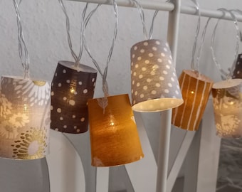 LED light chain * Mustard-Gray* with battery operation, 6/18h timer function